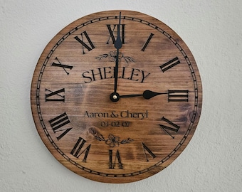 Personalized 12 inch Wood Wall Clock - anniversary gift - christmas gift - housewarming gift - farmhouse clock - wall clock