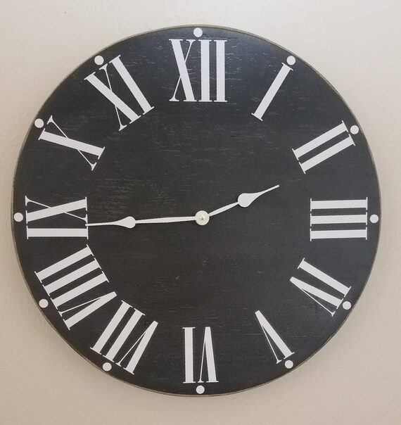 18in Black Farmhouse Wall Clock Oversized Wall Clock Etsy