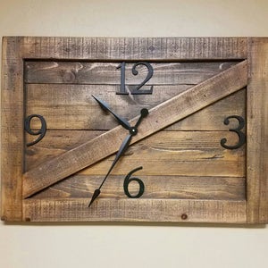 Barn door farmhouse wall clock - Oversized wall clock - large clock - big clock - farmhouse decor