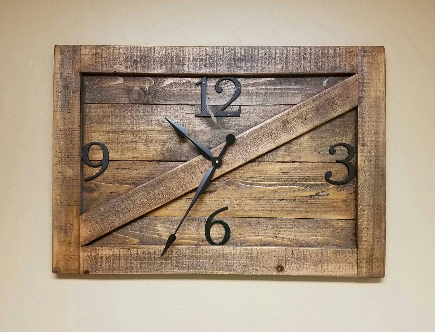 Barn door farmhouse wall clock Oversized wall clock large Etsy