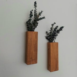 Wooden wall Vase, Wooden Wall Pocket, Wall Hanging Vase for Greenery, wall decor, rustic wall vase, wooden vase, Wall Flower Holder