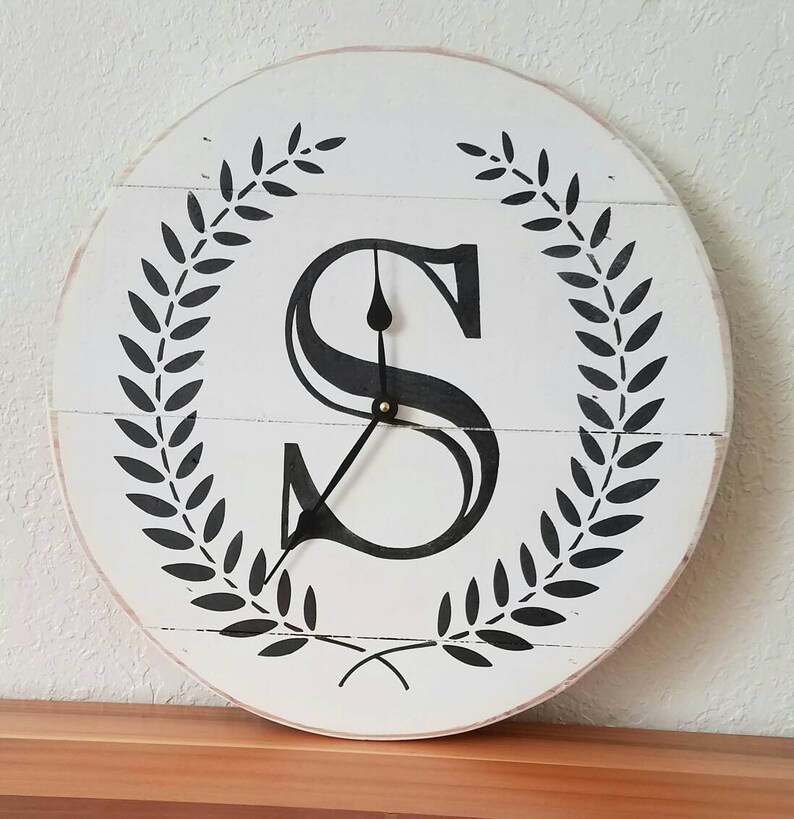 18in Monogram farmhouse wall clock - Oversized wall clock - large clock - big clock - farmhouse decor