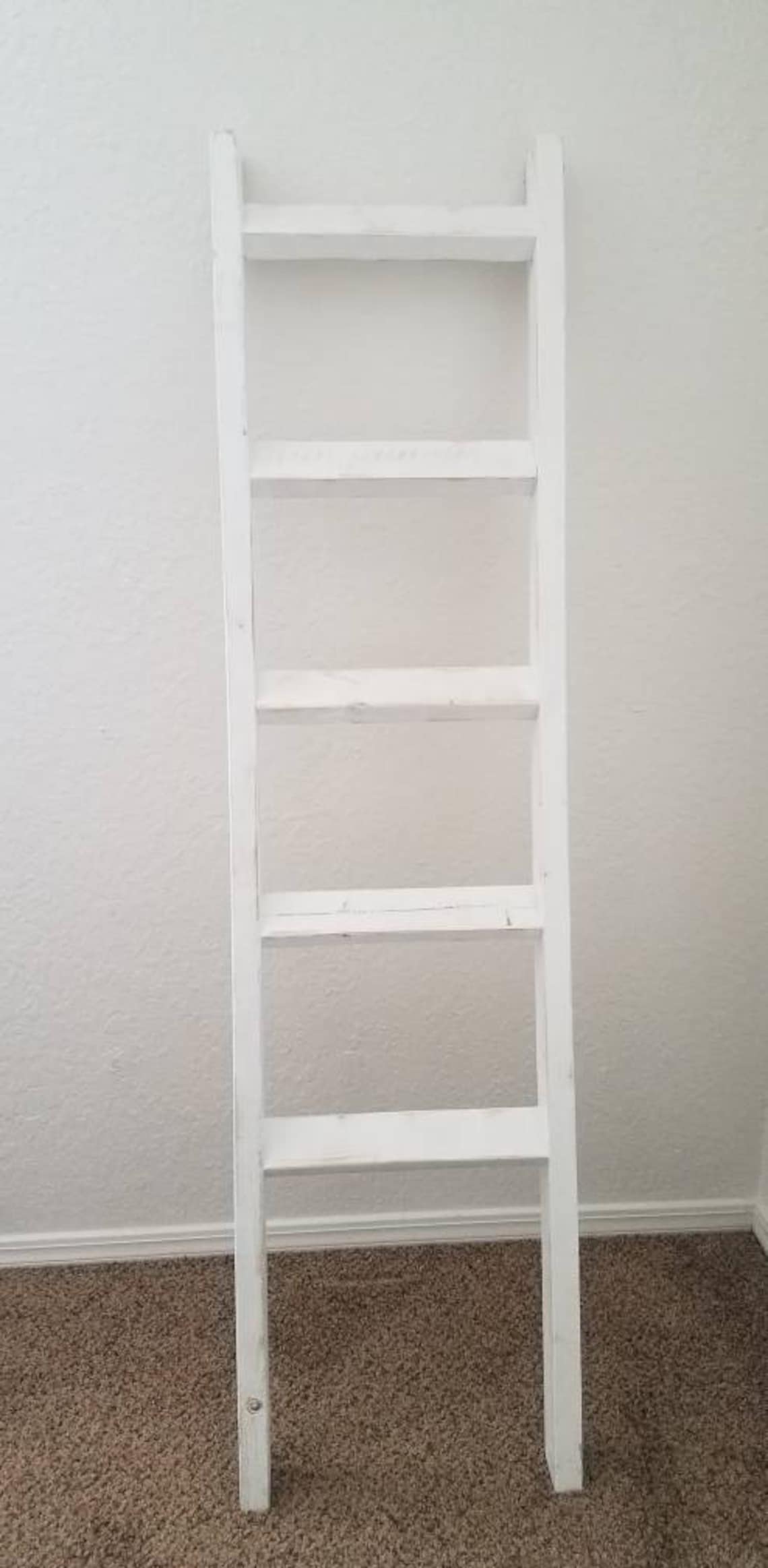 6ft Quilt Ladder With White Distressed Finish Farmhouse Etsy