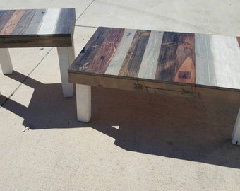 Reclaimed wood coffee table with matching end table - farmhouse furniture - farmhouse decor - rustic coffee table -