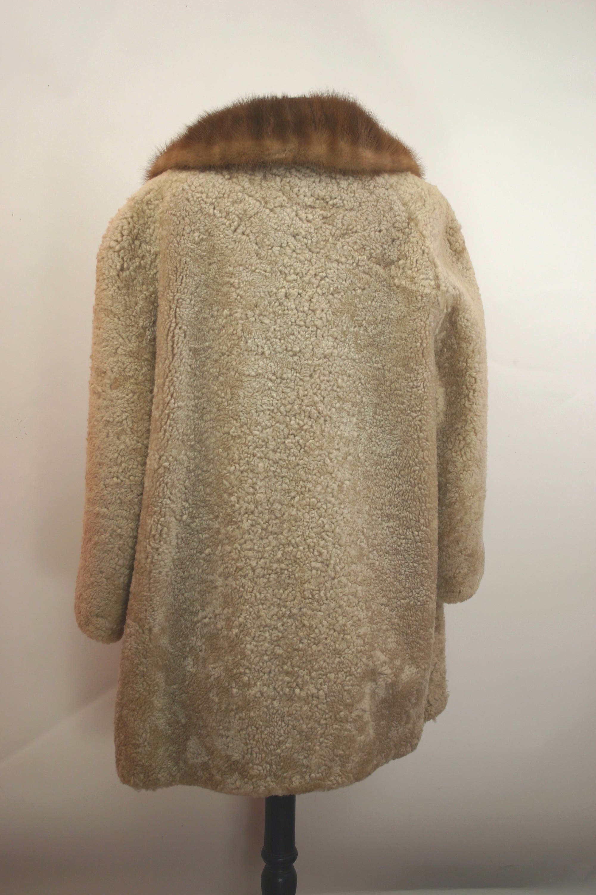 60s European Champagne Mouton Fur Coat Womens 16 1x Mink Etsy
