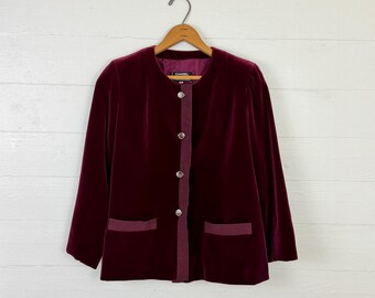 Vintage Chanel Boutique Red Wool Blend Skirt Suit Blazer Size 38