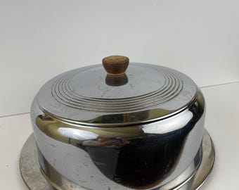 Art Deco Diner Style Chrome Cake Cover Vintage