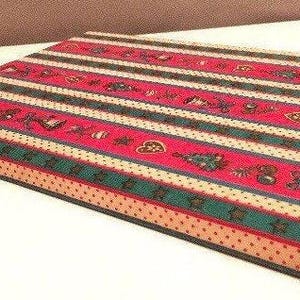 Christmas Fabric Cover Journal Unused Card Gift List Vintage Address Book 1980s Red Green