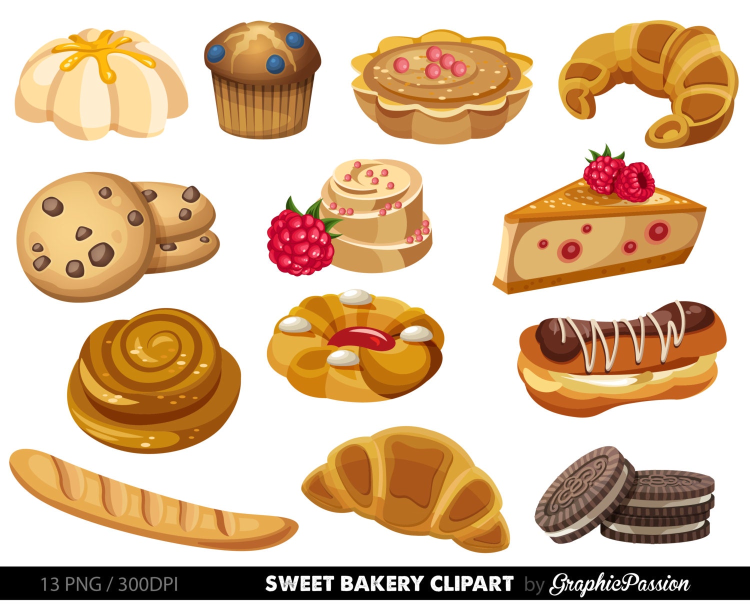 Bakery clipart Sweet Treat Bakery clip art Breakfast clipart Dessert Vect.....