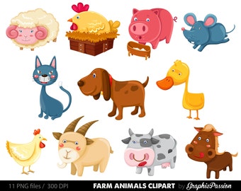 50% OFF Farm Animals Clip Art & Vectors - Farm Animals Clipart, Farm Animal Vectors, Barn Yard Clipart, Cow Clip Art, Horse Clip Art