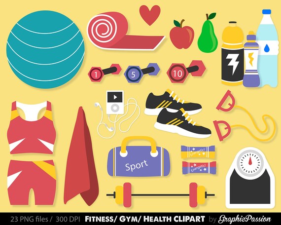 fitness clip art images gym clip art health clipart fitness etsy
