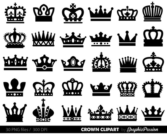 Crown Clipart King Queen Crown Clip Art Royal Crown Etsy