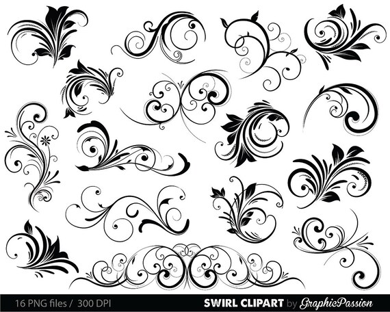 Swirls Clipart Digital Swirls Clip Art Vector Swirls Photoshop Etsy