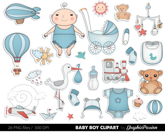 Baby Boy Clipart Boy Baby Shower Clipart Blue Baby Clipart Etsy