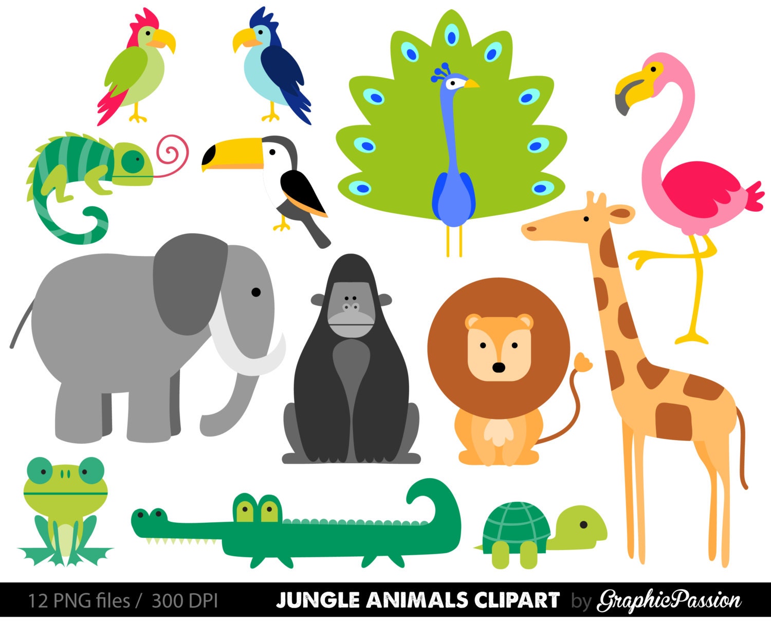 Jungle Animals Baby Digital Clipart / Safari Animals Clip ...