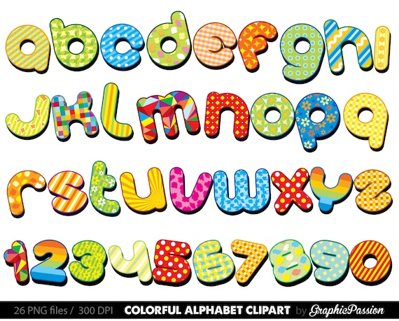 colorful alphabet clipart color alphabet digital alphabet etsy