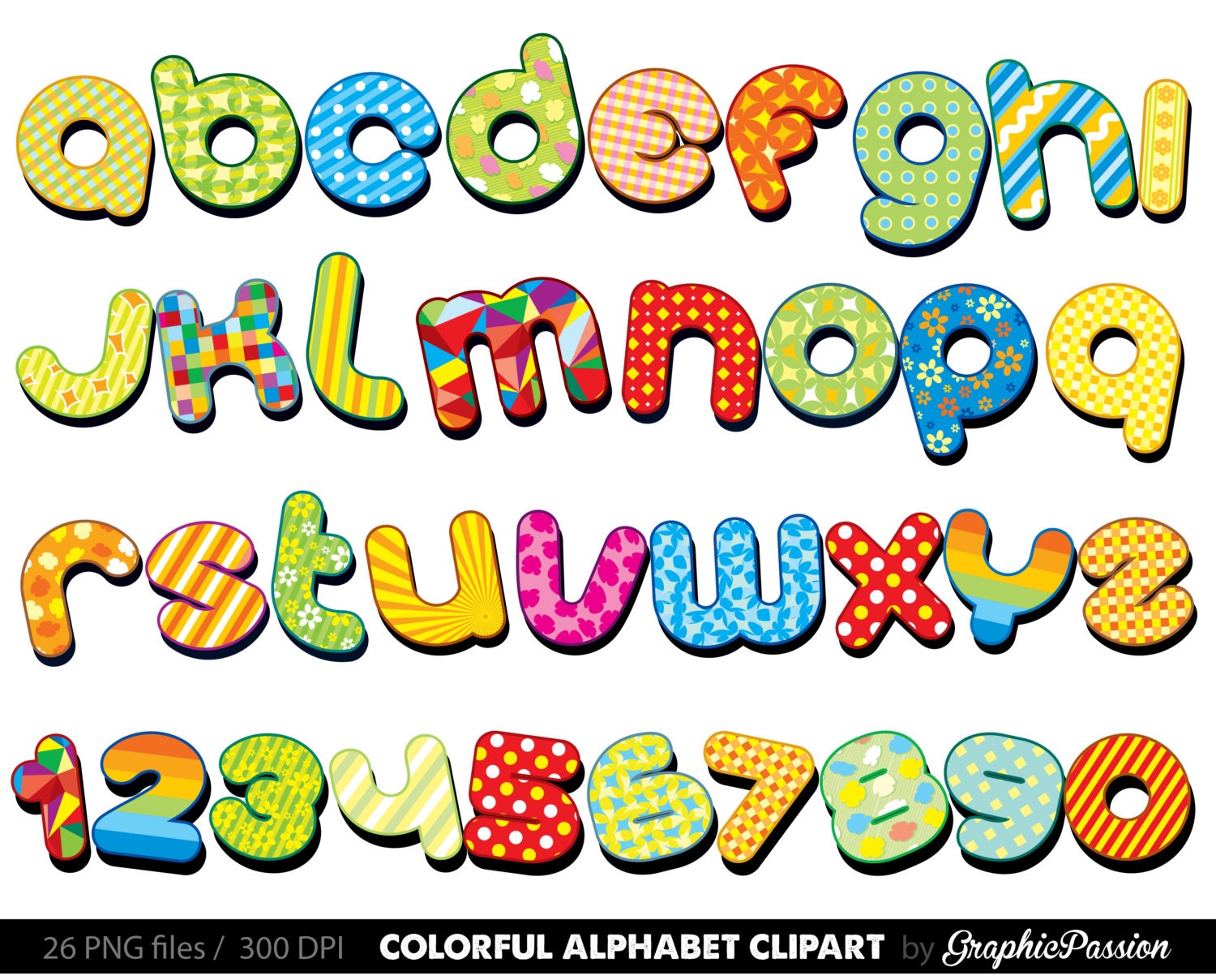 Colorful Alphabet clipart Color alphabet Digital alphabet | Etsy