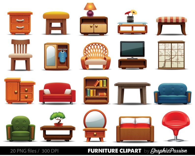 Furniture clipart Clipart Furniture Home decor clipart Home Etsy