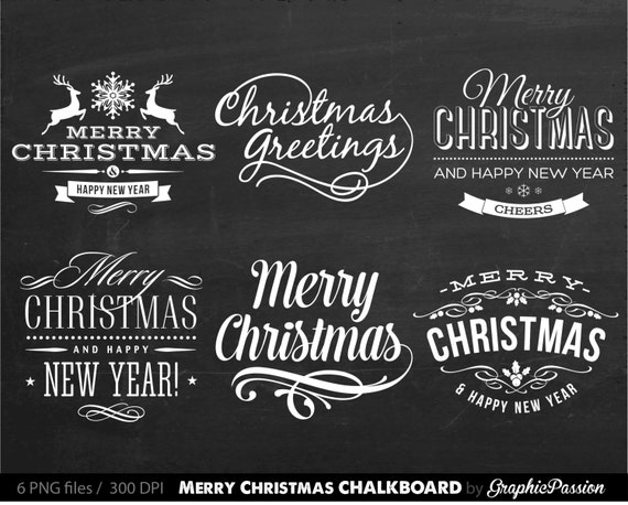 Merry Christmas Clipart Happy New Year Clipart Invitation Etsy