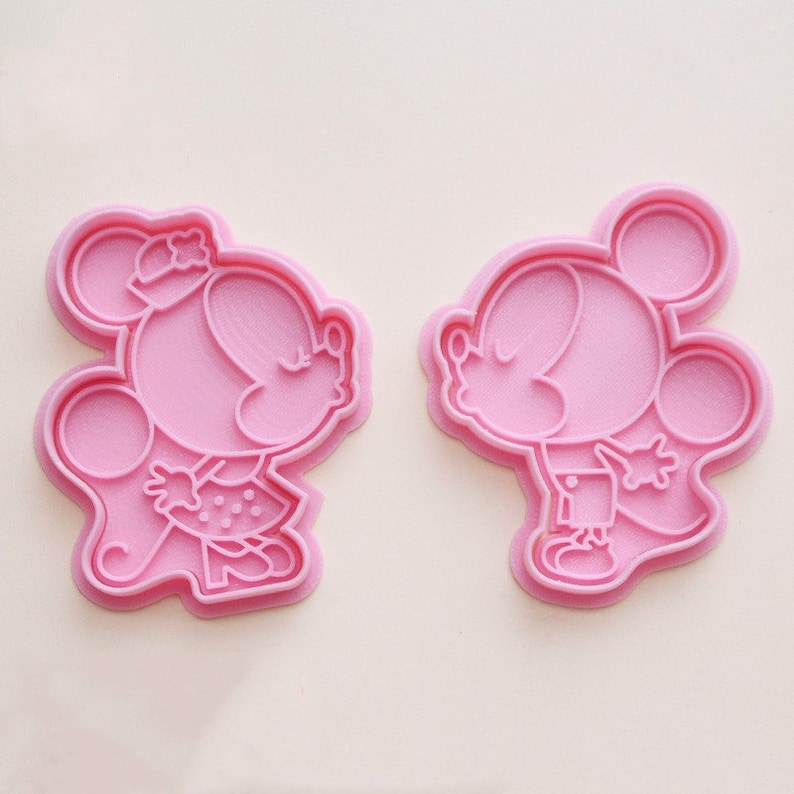 3D Mickey and Minnie Cookie CuttersCartonn Cookie StampEmbossing Cookie MoldFondant ToolsTheme Party