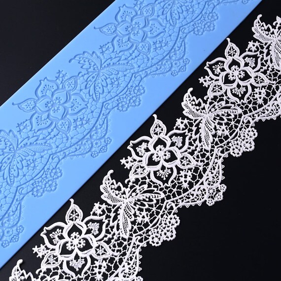 LFM 53 Flowers /& Leaves Border Lace Mat 13 x 41 cm Mould Mold Stencil