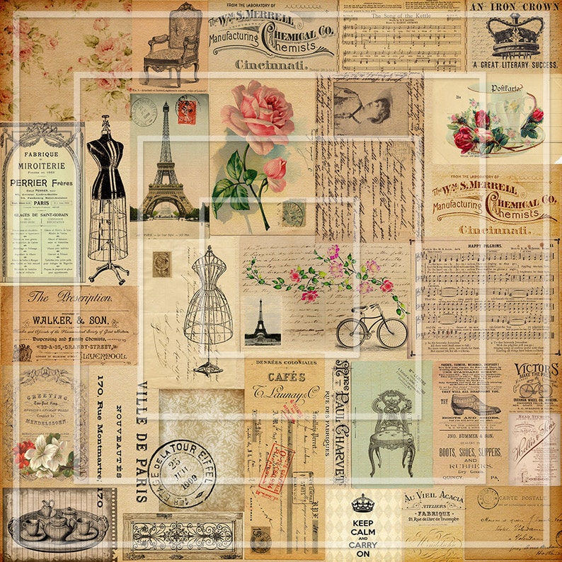 Vintage ephemera Vintage Shabby Ephemera vintage Etsy