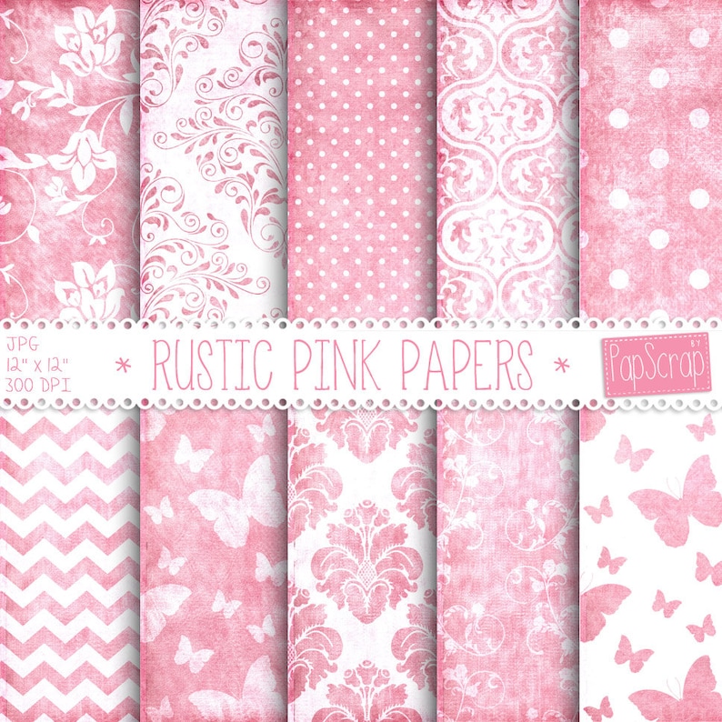 Pink Digital Paper rustic Pink Papers Digital Etsy