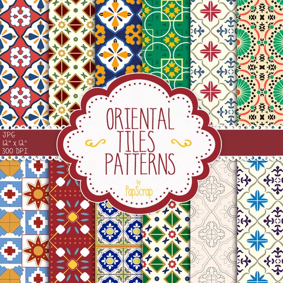 pit Symptomen Beroemdheid Oosterse digitale papier: Oriental tegels Patterns | Etsy