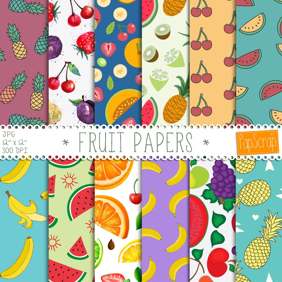 Fruit digital paper Fruit Papers digital paper Etsy