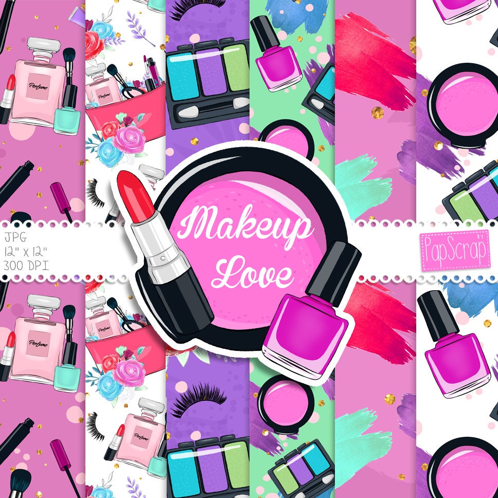 Makeup papers Hand Drawn digital papers Fashion papers Etsy