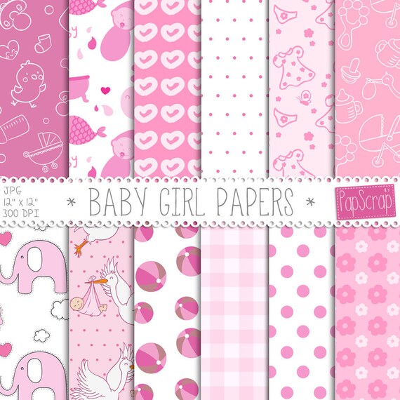 Bebe Papel Digital Baby Girl Papers Rosa Fondos Digitales Etsy