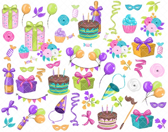 Happy Birthday Clip Art Birthday Clipart Birthday Party Etsy