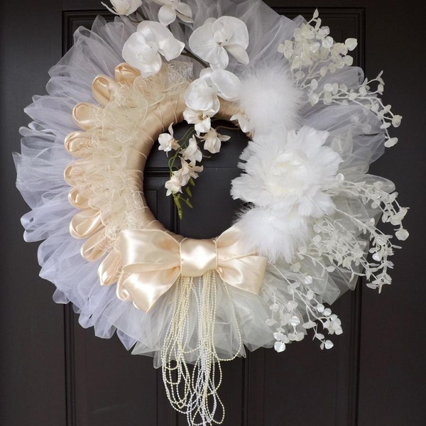26" Gorgeous Unique Handmade Wreath - Wedding and Love - Great Mother's Day Gift!
