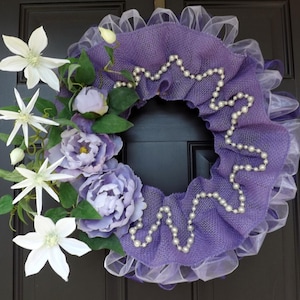 23" Wonderful  Unique Handmade Pearl Purple Wreath - Victoria - Great Gift!