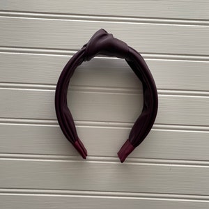 Burgundy Faux Leather Top Knot headband