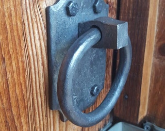 Hand forged ring door handle, knob