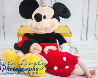 Newborn Minnie Mouse Disney Inspired Photo Prop Outfit Costume Newborn Baby Crochet