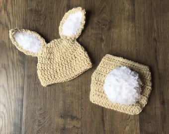 Newborn Easter Bunny Rabbit Outfit Photo Prop Baby Crochet