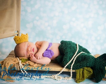 Newborn Ariel The Little Mermaid Disney Princess Inspired Photo Prop Outfit Costume Baby Crochet