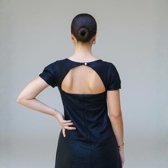 textured short dress with open back Ava Presley 26707 - Short Textured Tweed Sheath Dress