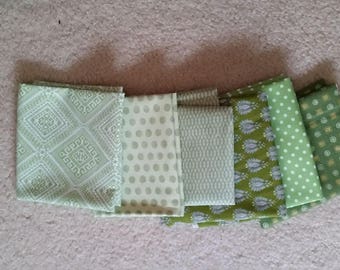 Fat Quarter Bundle of 6 Quilt Shop Quality Green Fabric