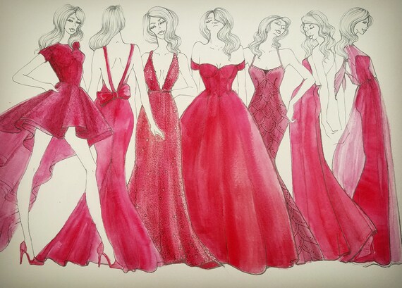 ladies in red dresses