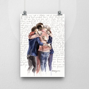 POSTER ARTPRINT of Watercolor Portrait of One Direction with &quot;History&quot; lyrics