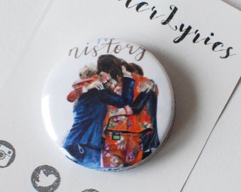 One Direction hug History ///BUTTON with watercolor painting