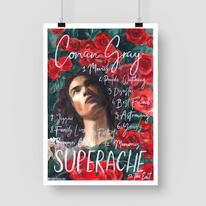 CARTEL ARTPRINT de pintura en acuarela / inspirado en el nuevo álbum de Conan Gray "SUPERACHE"
