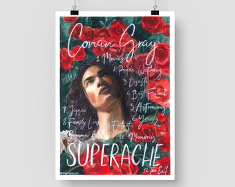 POSTER ARTPRINT de Pintura en acuarela / inspirado en el nuevo álbum de Conan Gray "SUPERACHE"