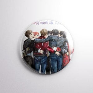 BTS Hug /// BUTTON mit Aquarellmalerei / Group Hug / RM / Suga / Jin / JHope / Jimin / V / Jungkook