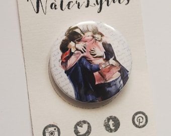 One Direction hug ///BUTTON with watercolor painting