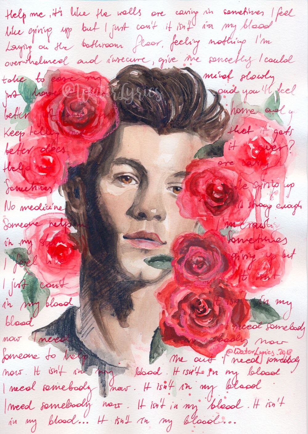 Watercolor Portrait Of Shawn Mendes With In My Etsy