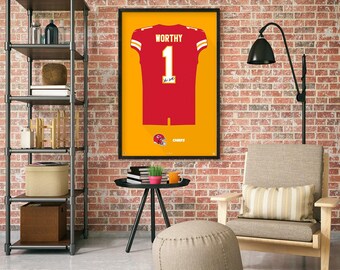 Kansas City Chiefs Xavier Worthy Autographed Jersey Framed Print